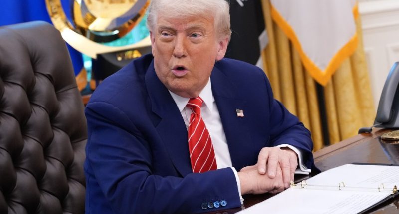President Trump speaking in the Oval Office.