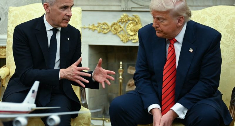 President Trump meeting with Mark Carney in the Oval Office.