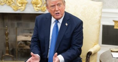 President Donald Trump speaking in the Oval Office.