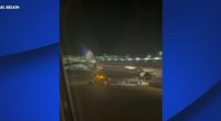 Screenshot of two United Airlines planes with colliding wingtips; no injuries reported.