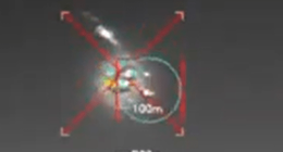 Overhead view of an object with distance markers.
