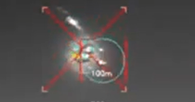 Overhead view of an object with distance markers.