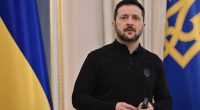Volodymyr Zelensky at a press conference.