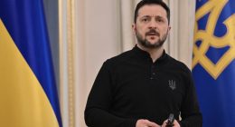 Volodymyr Zelensky at a press conference.