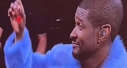 Usher narrowly avoids medical disaster when feeding fan cherries