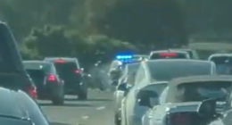 Video: Cruiser wipes out lane-splitting motorcyclist on California interstate