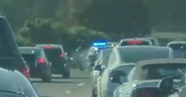 Video: Cruiser wipes out lane-splitting motorcyclist on California interstate