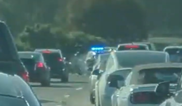 Video: Cruiser wipes out lane-splitting motorcyclist on California interstate