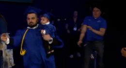 Video shows UB graduate who brought baby on stage chased by campus police