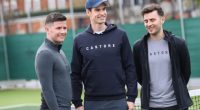 An image collage containing 1 images, Image 1 shows Andy Murray with Phil and Tom Beahon at a partnership announcement