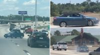 Wild video shows towed car swinging around Texas highway