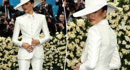 Zendaya suits up in white on the Met Gala 2025 red carpet
