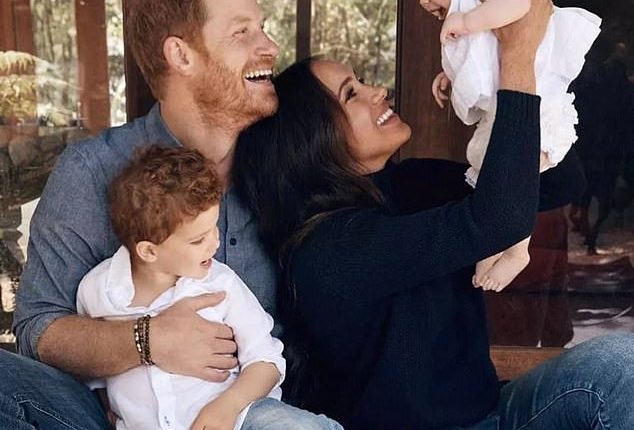Meghan Markle and Prince Harry have chosen to keep Archie and Lilibet out of the spotlight since moving to the US. Here they are in the family's 2021 Christmas card