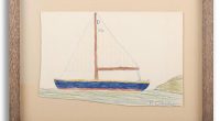 The picture, drawn by the young Prince of Wales when he was a pupil at Cheam school, was given by him as a gift to his matron Stella Jack in 1957