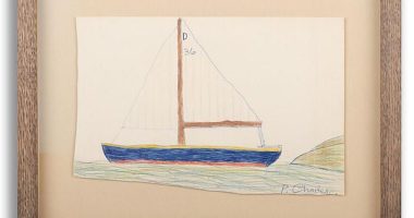 The picture, drawn by the young Prince of Wales when he was a pupil at Cheam school, was given by him as a gift to his matron Stella Jack in 1957