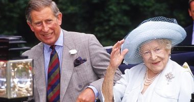 King Charles is pictured in 1990 with his grandmother the Queen Mother - who he acquired his spending habits from