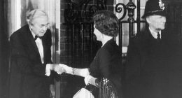 Harold Wilson greets the Queen outside No.10 in 1976. Despite the stark differences between the two, Wilson and the Queen devolved a close friendship which led Elizabeth to bestow upon Wilson the honour of being her favourite Prime Minister