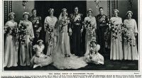Iris (second left) was a bridesmaid to Princess Marina of Greece and Denmark when she married Prince George, the Duke of Kent