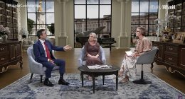 Richard Eden (left), Rebecca English (centre) and Jo Elvin (right) discuss Meghan Markle's friendship with Edward Enninful in the latest episode of Palace Confidential