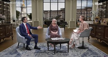 Richard Eden (left), Rebecca English (centre) and Jo Elvin (right) discuss Meghan Markle's friendship with Edward Enninful in the latest episode of Palace Confidential