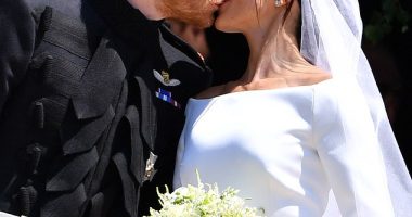 Prince Harry and Meghan Markle share a kiss on their wedding day. It was a picture perfect wedding when the new Duke and Duchess of Sussex tied the knot at St George's Chapel, Windsor, seven years ago today