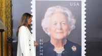 Melania Trump unveils US stamp honoring Barbara Bush
