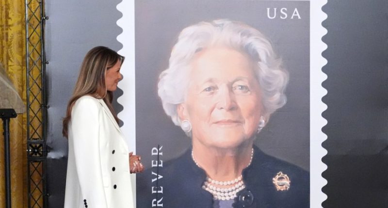 Melania Trump unveils US stamp honoring Barbara Bush