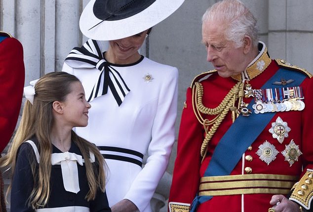 The King has a 'very nice relationship' with his granddaughter Princess Charlotte (pictured alongside the Princess of Wales in London in 2024), a royal expert has suggested
