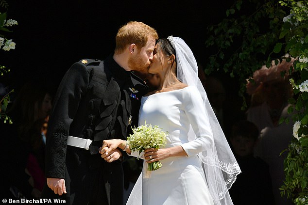 Prince Harry and Meghan on their wedding day at St George's Chapel in Windsor Castle