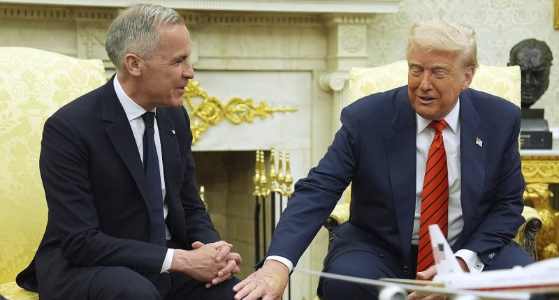 The body language behind how Trump dominated 'nervous' and 'weak' Mark Carney while taunting him about Canada could becoming 51st state