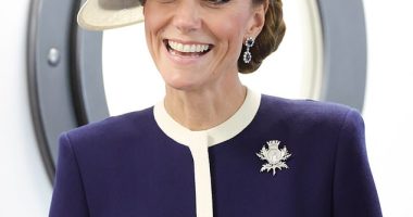 The Princess of Wales (pictured) was all smiles as she attended the official naming of a new Royal Navy warship in Glasgow