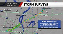 This is where the tornado hit St. Louis and did the most damage