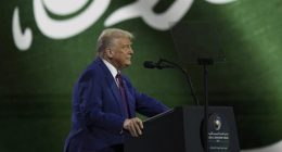 Trump blames Biden policies in Saudi address