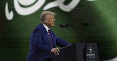 Trump blames Biden policies in Saudi address