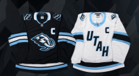 Home and away hockey jerseys for the Utah Mammoth