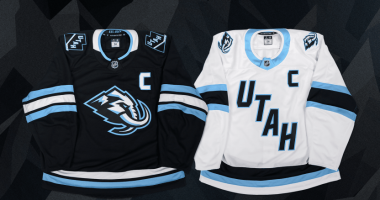 Home and away hockey jerseys for the Utah Mammoth