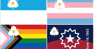 An image showing the Sego Lily flag for Salt Lake City (top left) and three new designs that were unanimously approved by the city council on May 6, 2025. (Courtesy: Office of Mayor Erin Mendenhall)