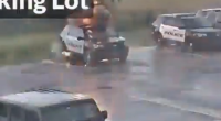 Video: Police car struck by lightning in Oklahoma