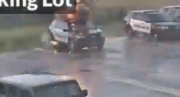 Video: Police car struck by lightning in Oklahoma