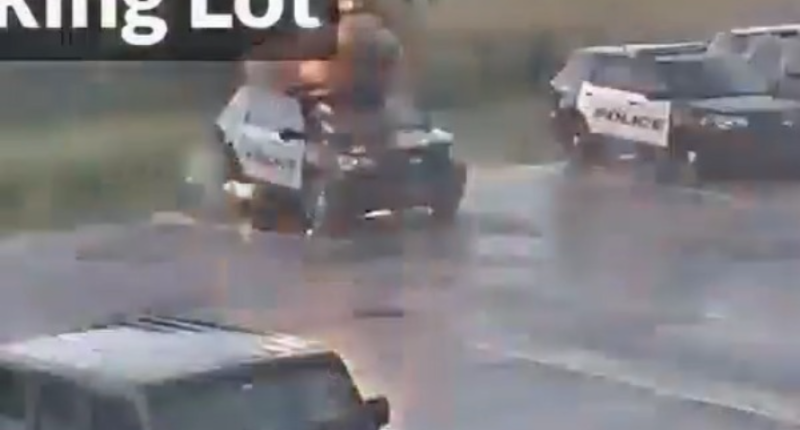 Video: Police car struck by lightning in Oklahoma
