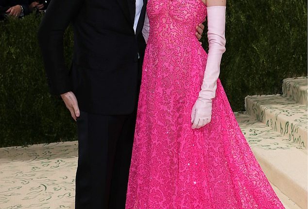It emerged on Wednesday that Brooklyn Beckham and his wife Nicola Peltz, pictured at the Met Gala in 2021, had rubbed shoulders with Prince Harry and Meghan at a dinner in Montecito