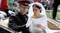Prince Harry and Meghan on their wedding day in May 2018. A royal biographer has claimed the Queen was shocked by Harry's behaviour before and after the marriage