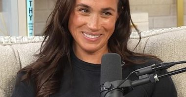 Meghan Markle, 43, on The Jamie Kern Lima show where her friend revealed a picture of a hamper signed by 'HRH The Duchess of Sussex'