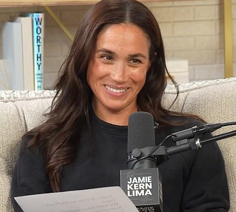Meghan Markle, 43, on The Jamie Kern Lima show where her friend revealed a picture of a hamper signed by 'HRH The Duchess of Sussex'
