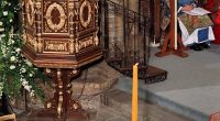 As Earl Charles Spencer delivers his eulogy, a shaft of light came through a window in the ceiling and lit up Diana's coffin