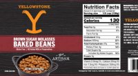 Label for Yellowstone Brown Sugar Molasses Baked Beans; product recall information included.