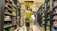 Woman shopping in a supermarket.