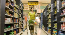 Woman shopping in a supermarket.