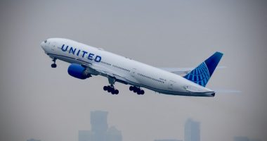 United Airlines plane taking off.