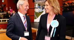 Nigel Farage and Sarah Pochin at a by-election.